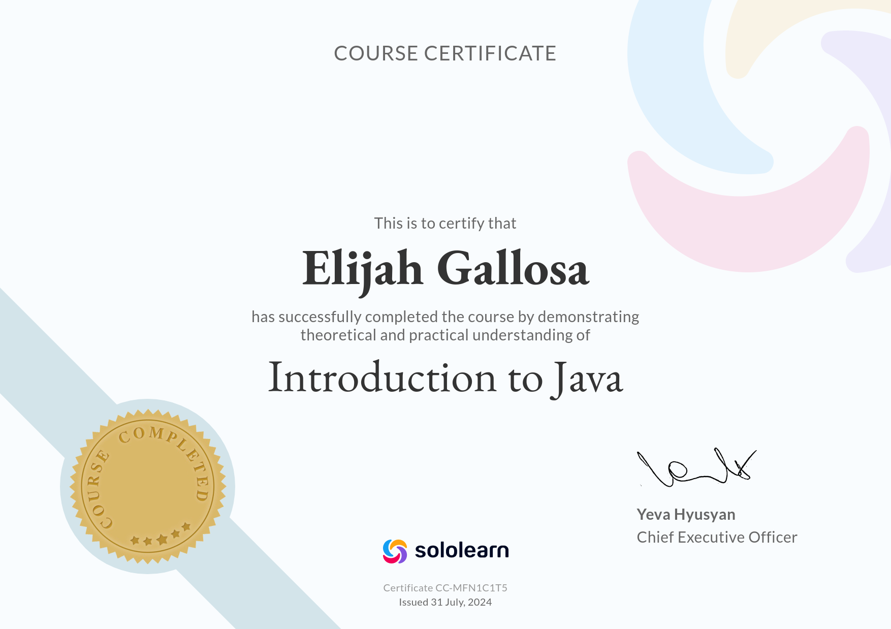 Certificate Java